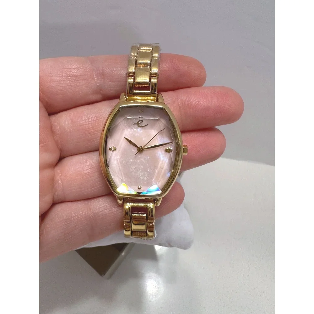 Ettika Classic Triple‎ Link Bracelet Watch Gold Pink MOP Tonneau Dial NEW